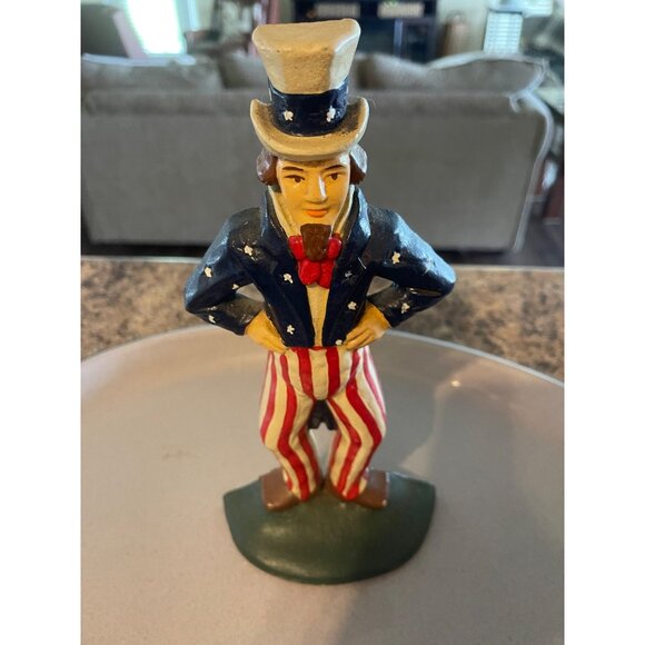 Americana Cast Iron Uncle Sam Patriotic Door Stop Home Decor USA Vintage - Picture 1 of 10